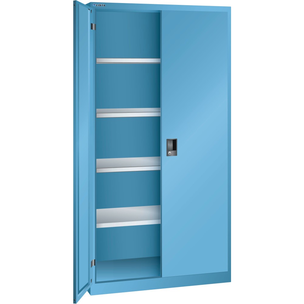 Produktabbildung: LISTA Flügeltürschrank, (BxTxH) 1000x500x1950mm, 4 Verstellböden, lichtblau, KEY Lock