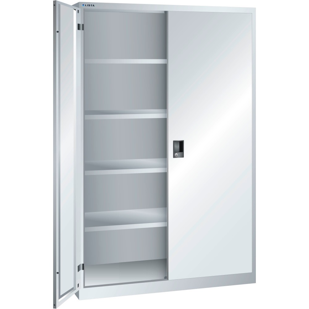 Produktabbildung: LISTA Flügeltürschrank, (BxTxH) 1250x400x1950mm 4 Verstellböden, lichtgrau, CODE Lock