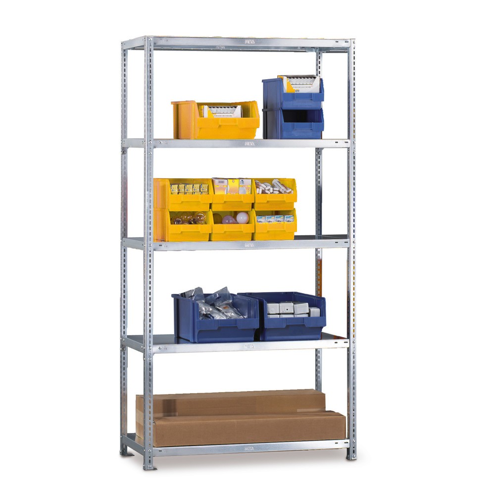 Produktabbildung: META Fachbodenregal Schraubsystem lichtgrau, Fachlast 80 kg, HxBxT 2.000 x 1.004 x 404 mm